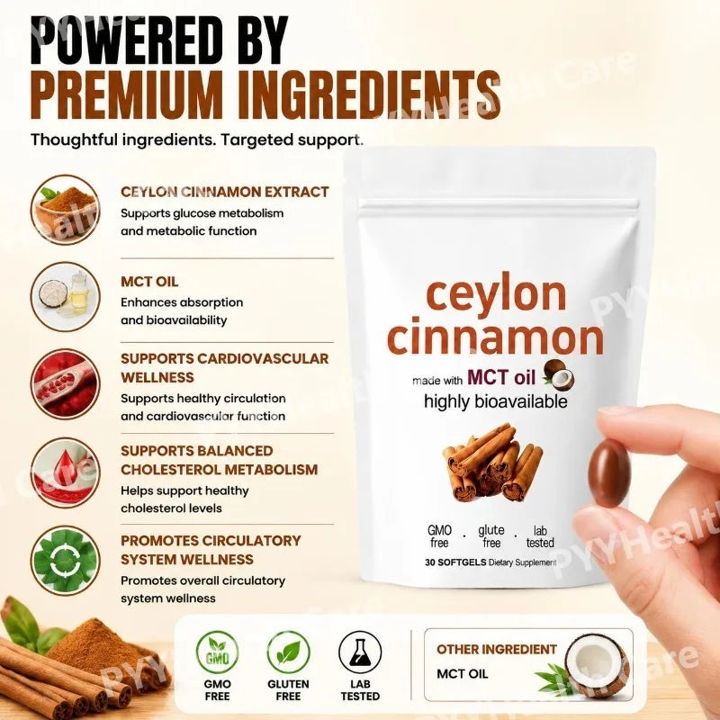 Ceylon Cinnamon Extract Softgels Supports Glucose Metabolism and Cardiovascular Wellness 30 Softgels