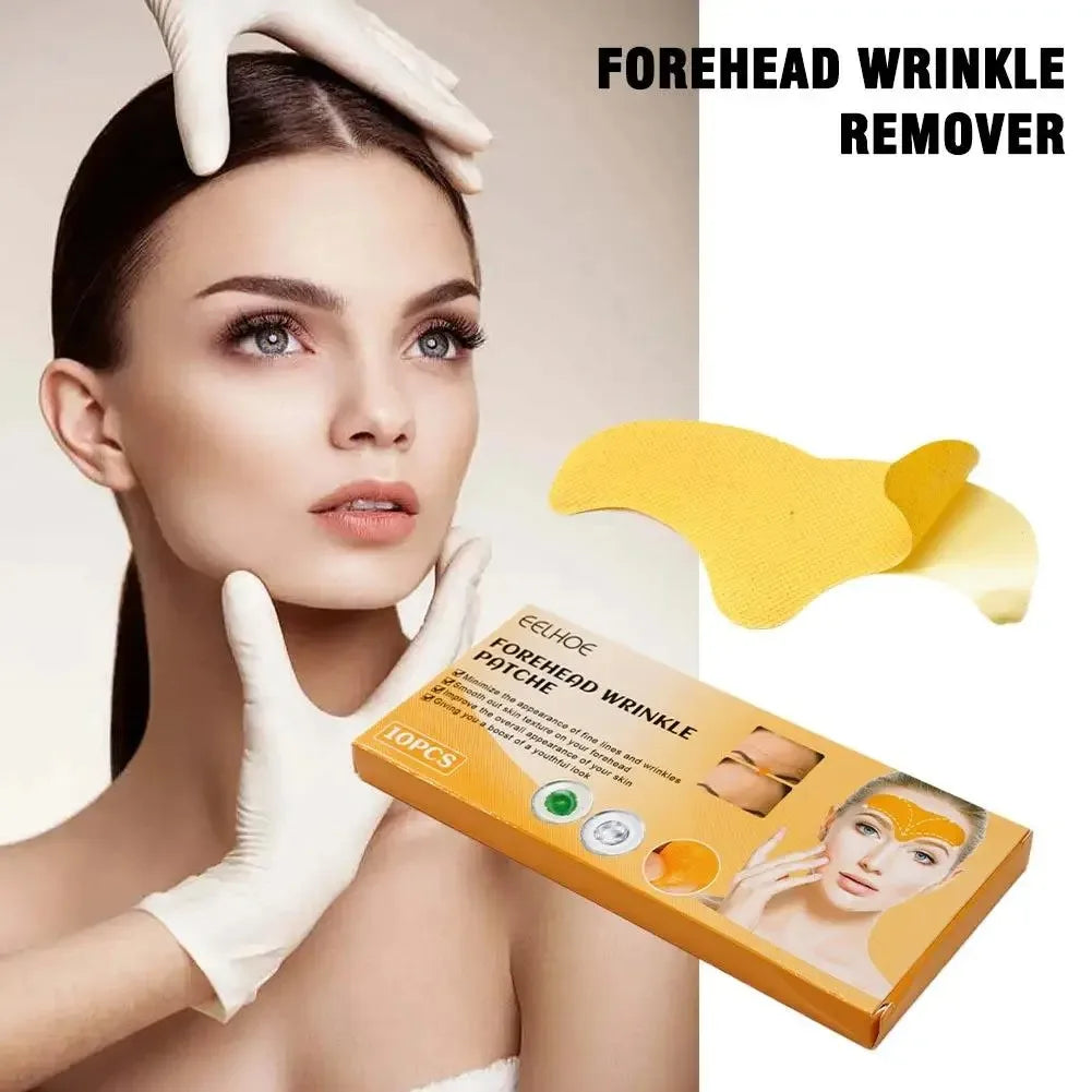 10pcs/box Forehead Wrinkle Patch Lightening Forehead Wrinkle Gel Patch Hydrolyzed Collagen Firming Mask Facial Skincare Stickers