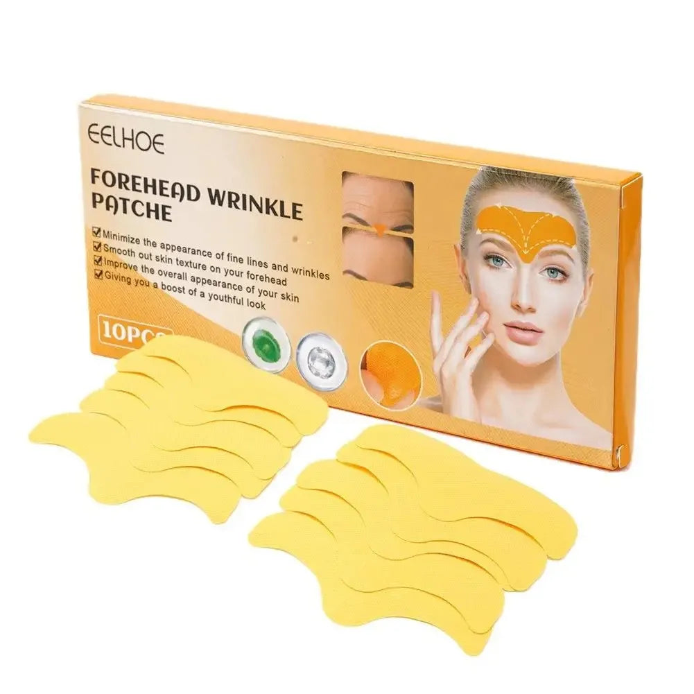10pcs/box Forehead Wrinkle Patch Lightening Forehead Wrinkle Gel Patch Hydrolyzed Collagen Firming Mask Facial Skincare Stickers