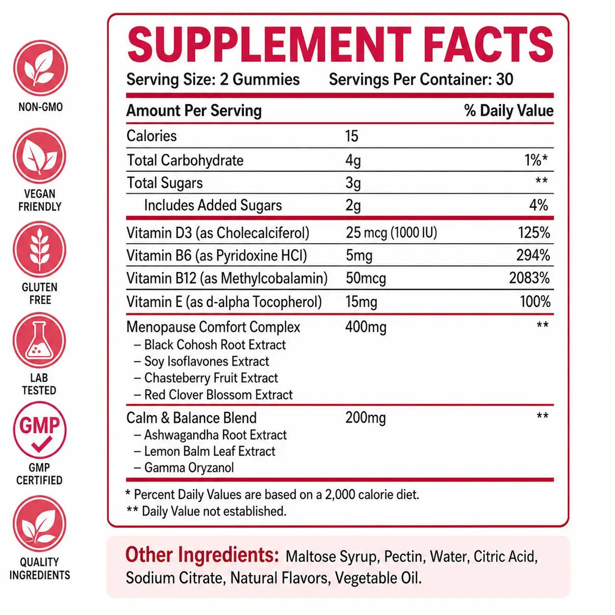 Googeer Menopause Balance Gummies with Hormonal Balance Support and Sleep Support, Black Cohosh, Lemon Balm Extract, 60 Gummies