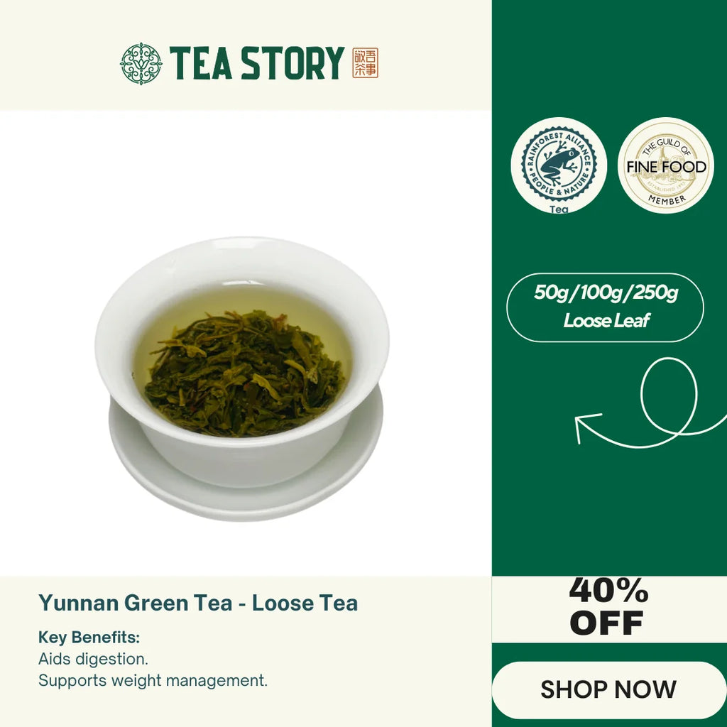 Tea Story Yunnan Loose Green Tea - Handpicked, For a Calm Moment, Antioxidant Wellness