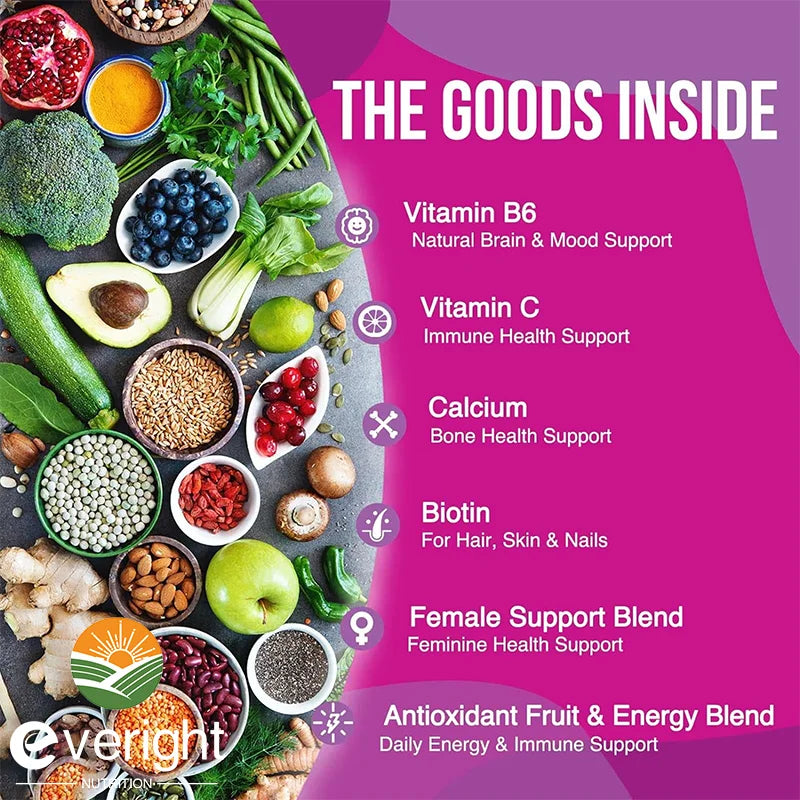 Multivitamin for Women: Supports Joints, Skin, Nails with Magnesium, Biotin, Calcium, Zinc, Selenium
