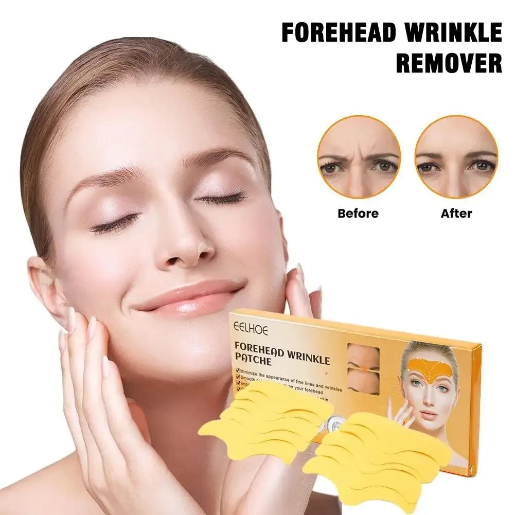 10pcs/box Forehead Wrinkle Patch Lightening Forehead Wrinkle Gel Patch Hydrolyzed Collagen Firming Mask Facial Skincare Stickers